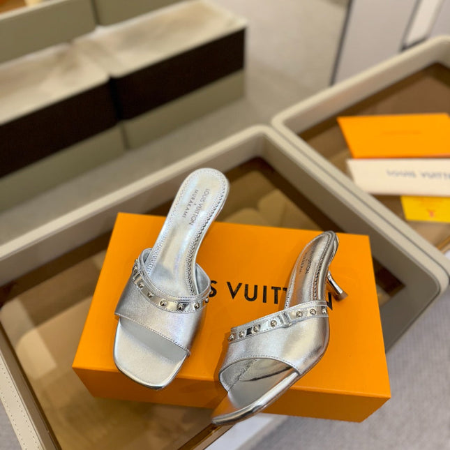 LV X TM 6AM HIGH 4 CM MULE IN SILVER CALFSKIN