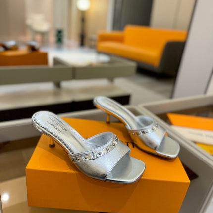 LV X TM 6AM HIGH 4 CM MULE IN SILVER CALFSKIN