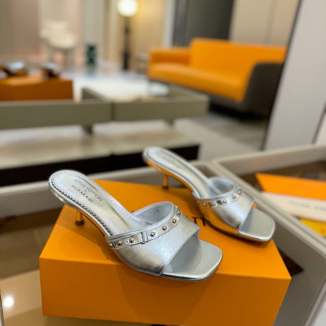 LV X TM 6AM HIGH 4 CM MULE IN SILVER CALFSKIN