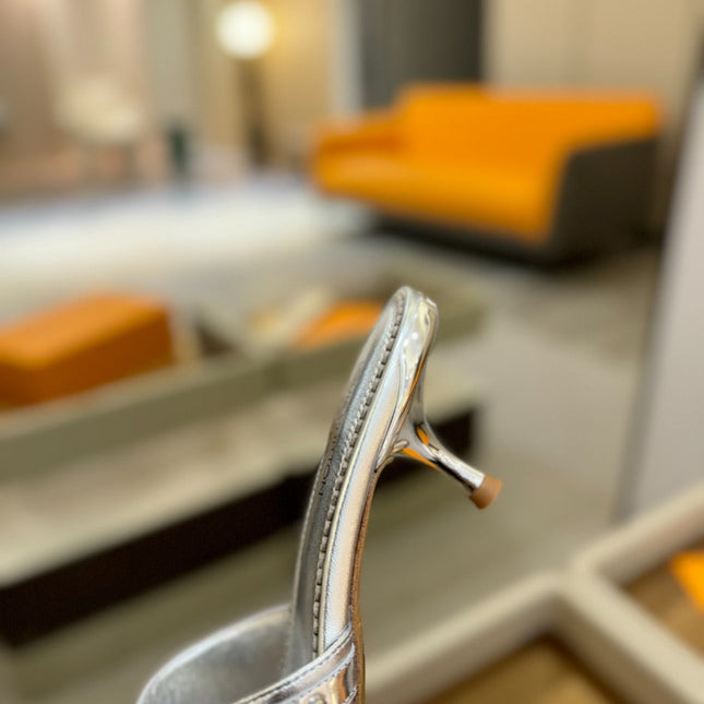 LV X TM 6AM HIGH 4 CM MULE IN SILVER CALFSKIN