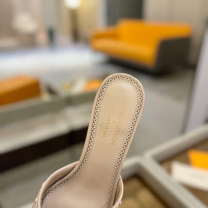 LV X TM 6AM HIGH 4 CM MULE IN LINEN TAN CALFSKIN