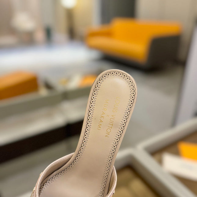 LV X TM 6AM HIGH 4 CM MULE IN LINEN TAN CALFSKIN