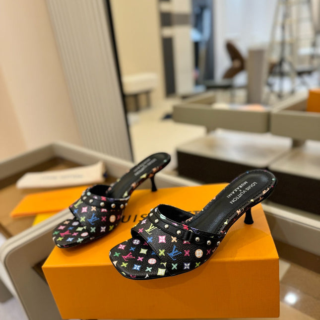 LV X TM 6AM HIGH 4 CM MULE IN BLACK MONOGRAM CALFSKIN
