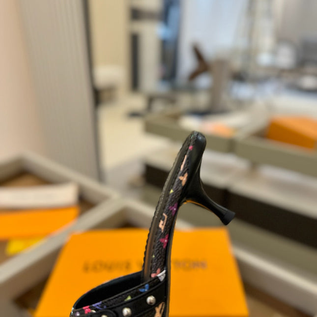 LV X TM 6AM HIGH 4 CM MULE IN BLACK MONOGRAM CALFSKIN