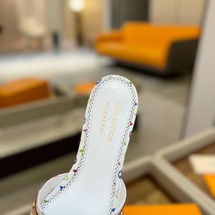 LV X TM 6AM FLAT MULE IN WHITE MONOGRAM CALFSKIN