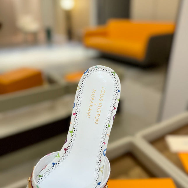 LV X TM 6AM FLAT MULE IN WHITE MONOGRAM CALFSKIN