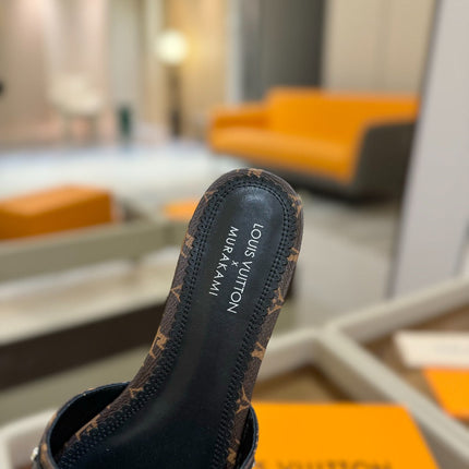 LV X TM 6AM FLAT MULE IN CHOCOLATE BROWN MONOGRAM CALFSKIN