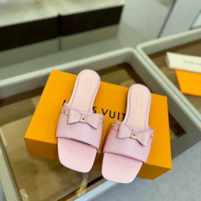 LV X TM 6AM FLAT MULE IN BABY PINK CALFSKIN