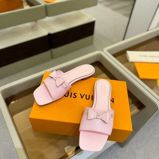 LV X TM 6AM FLAT MULE IN BABY PINK CALFSKIN