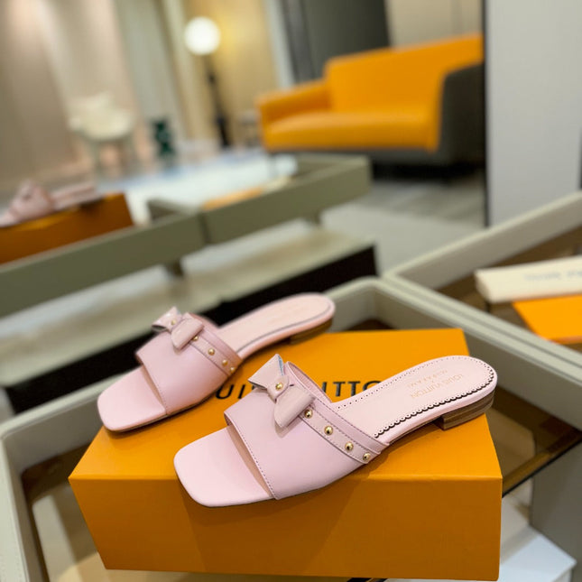 LV X TM 6AM FLAT MULE IN BABY PINK CALFSKIN