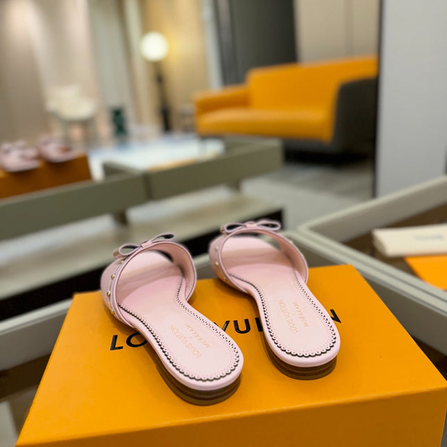 LV X TM 6AM FLAT MULE IN BABY PINK CALFSKIN