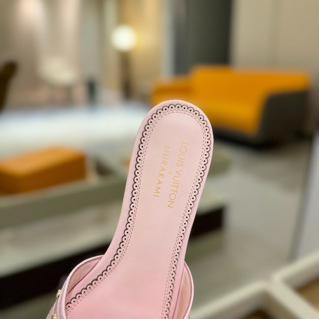 LV X TM 6AM FLAT MULE IN BABY PINK CALFSKIN
