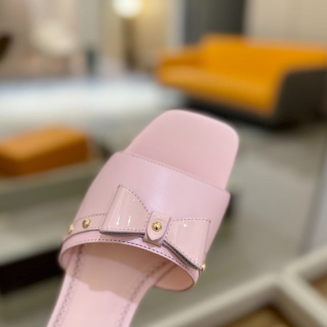 LV X TM 6AM FLAT MULE IN BABY PINK CALFSKIN