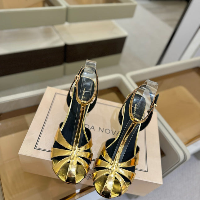 HIGH SANDALS 75 MM IN GOLD CALFSKIN