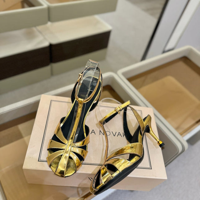 HIGH SANDALS 75 MM IN GOLD CALFSKIN