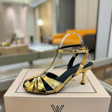 HIGH SANDALS 75 MM IN GOLD CALFSKIN