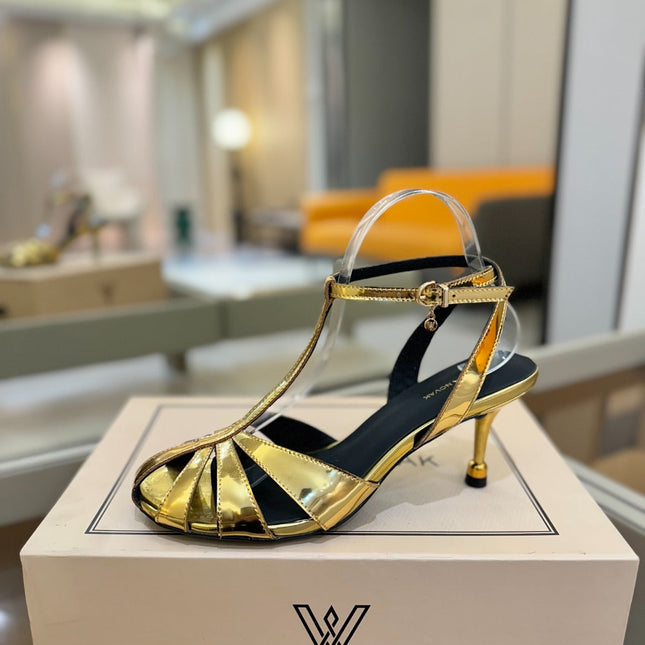 HIGH SANDALS 75 MM IN GOLD CALFSKIN