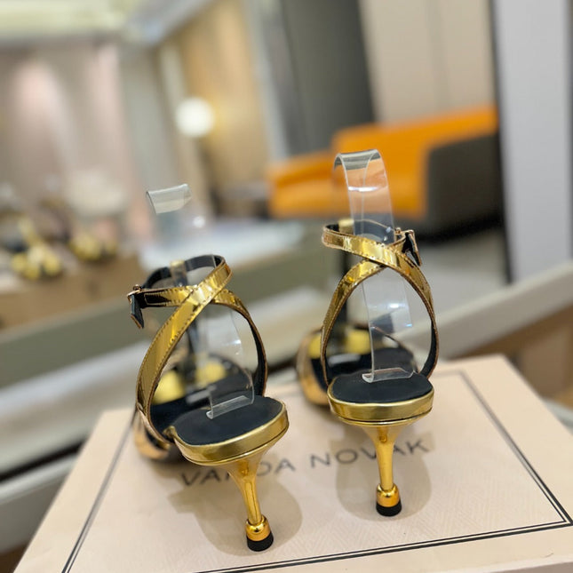 HIGH SANDALS 75 MM IN GOLD CALFSKIN
