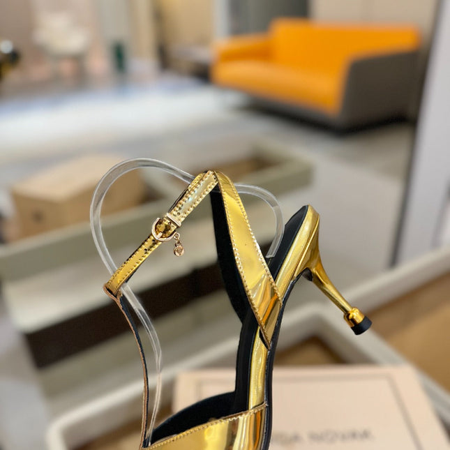 HIGH SANDALS 75 MM IN GOLD CALFSKIN