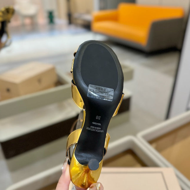 HIGH SANDALS 75 MM IN GOLD CALFSKIN