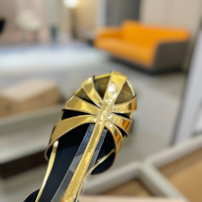 HIGH SANDALS 75 MM IN GOLD CALFSKIN