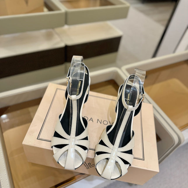 HIGH SANDALS 75 MM IN WHITE CALFSKIN