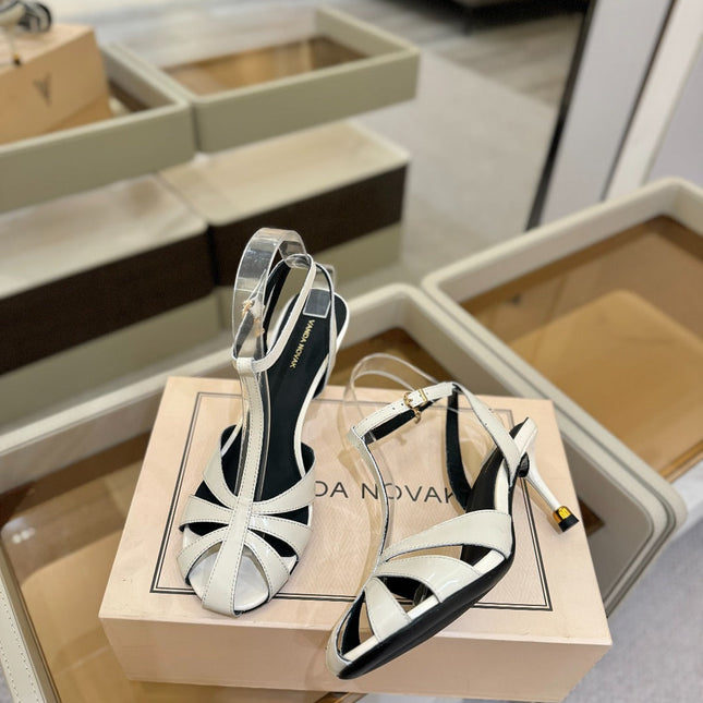 HIGH SANDALS 75 MM IN WHITE CALFSKIN