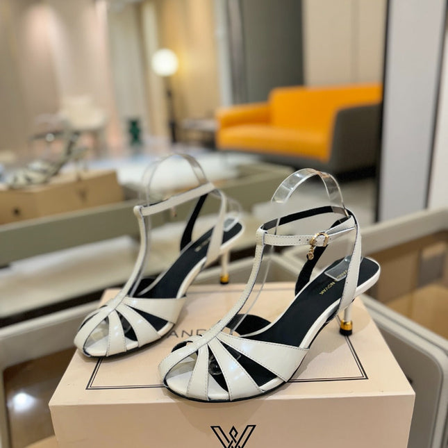 HIGH SANDALS 75 MM IN WHITE CALFSKIN