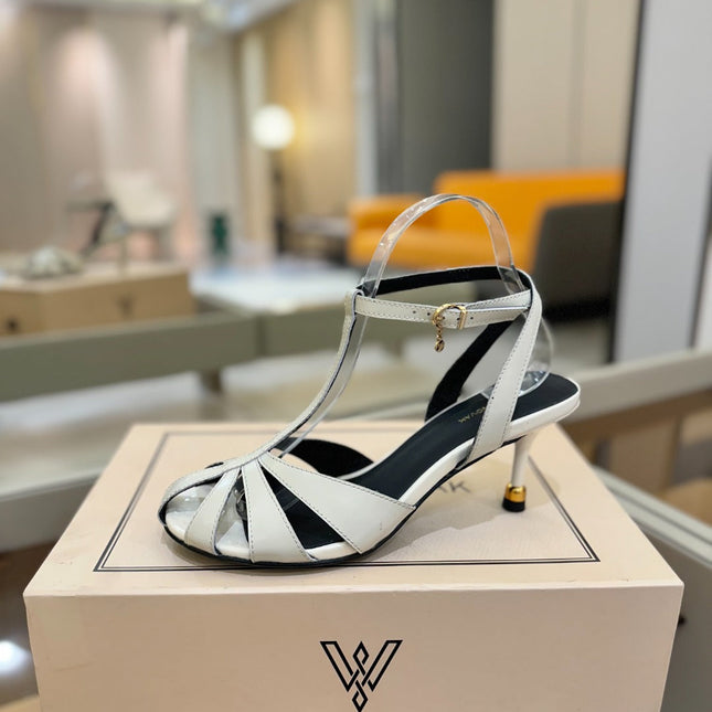 HIGH SANDALS 75 MM IN WHITE CALFSKIN