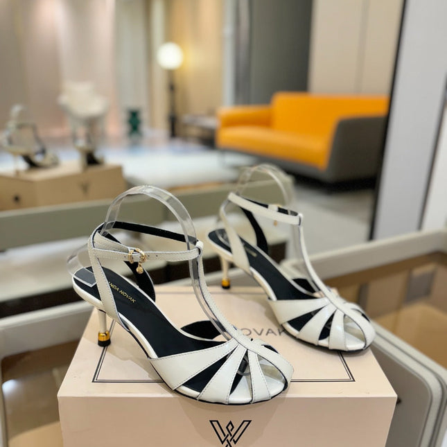 HIGH SANDALS 75 MM IN WHITE CALFSKIN