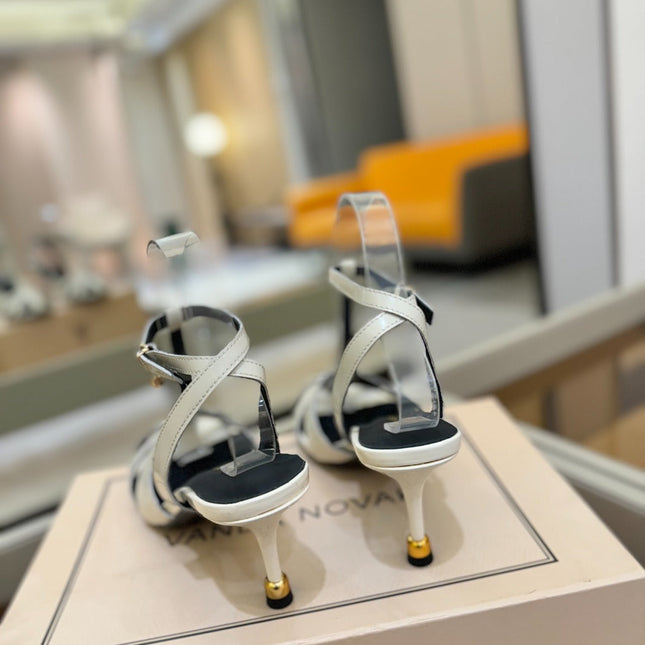 HIGH SANDALS 75 MM IN WHITE CALFSKIN