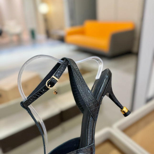 HIGH SANDALS 75 MM IN BLACK CALFSKIN