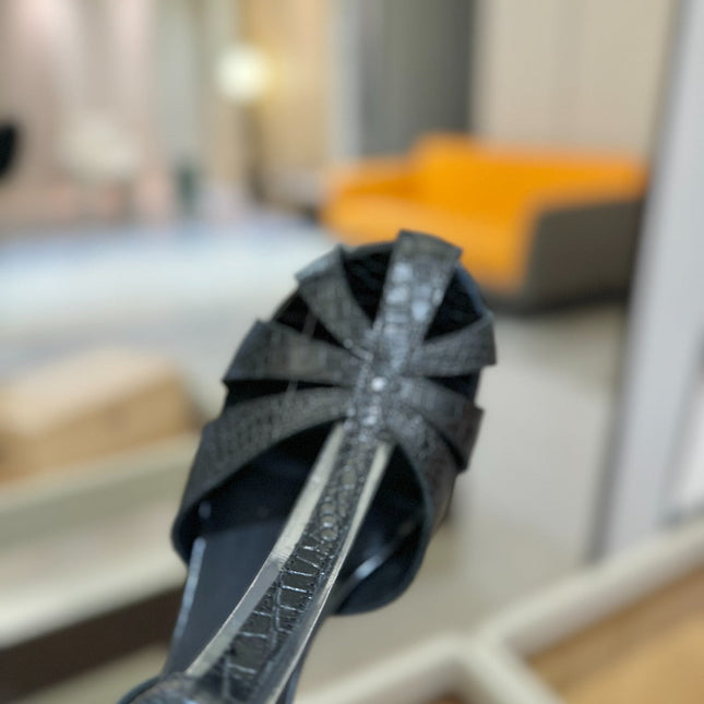 HIGH SANDALS 75 MM IN BLACK CALFSKIN