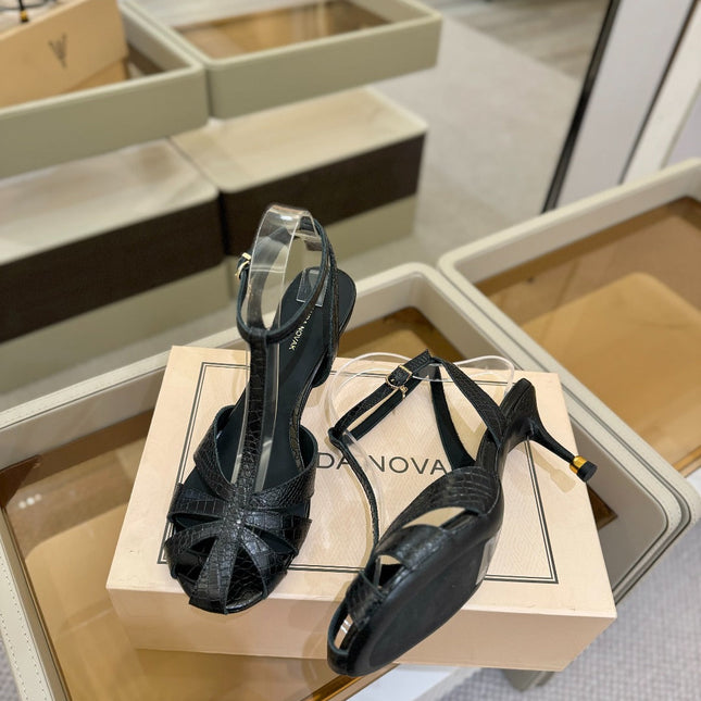 HIGH SANDALS 75 MM IN BLACK CALFSKIN