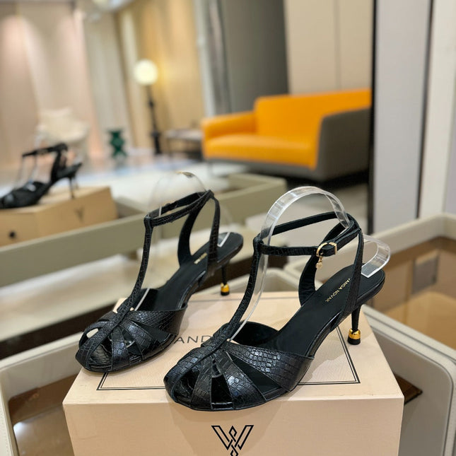 HIGH SANDALS 75 MM IN BLACK CALFSKIN