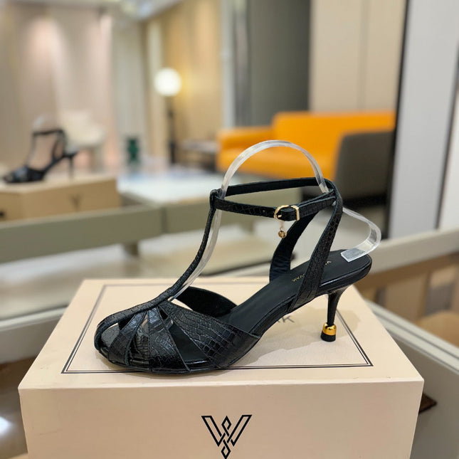 HIGH SANDALS 75 MM IN BLACK CALFSKIN