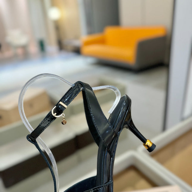 HIGH SANDALS 75 MM IN BLACK PATENT CALFSKIN