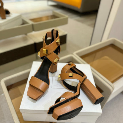 BALMAIN 25S WEDGE HEELS 105MM IN DARK BROWN CALFSKIN GOLD HARDWARE