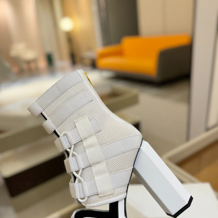 BALMAIN 25S UMA SANDALS 105MM IN WHITE VELCRO AND MESH