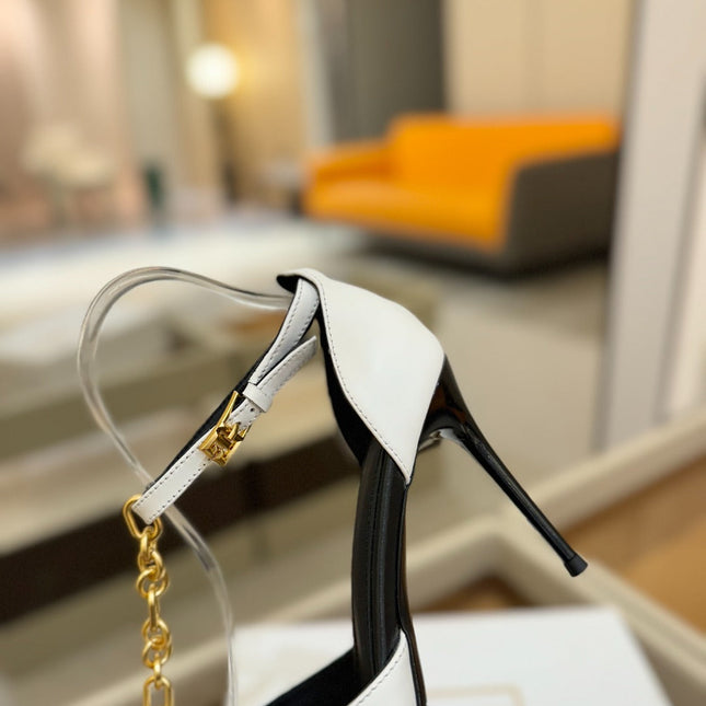 BALMAIN 25S SYNC STILETTOS WITH POINTED TOE 95MM IN WHITE CALFSKIN
