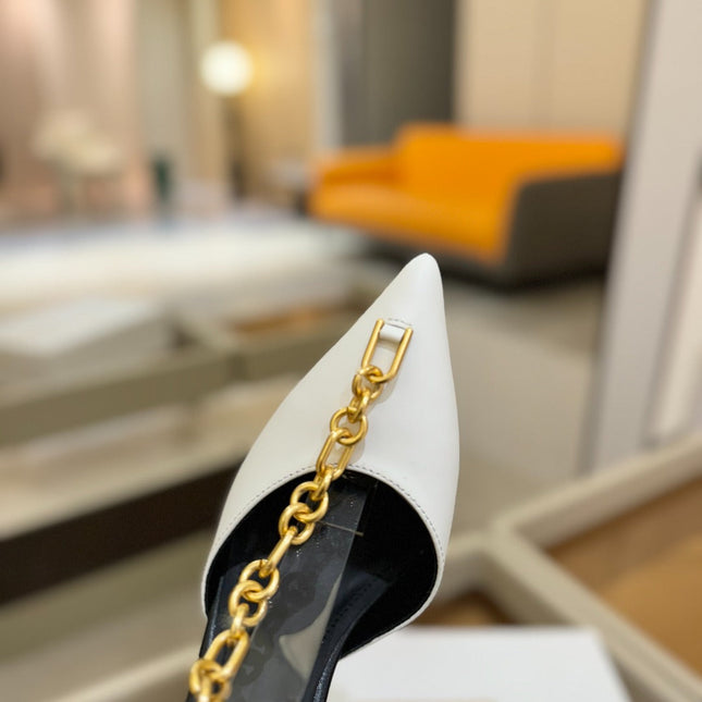 BALMAIN 25S SYNC STILETTOS WITH POINTED TOE 95MM IN WHITE CALFSKIN