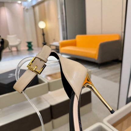 BALMAIN 25S HIGH HEELS 95MM IN BEIGE CALFSKIN