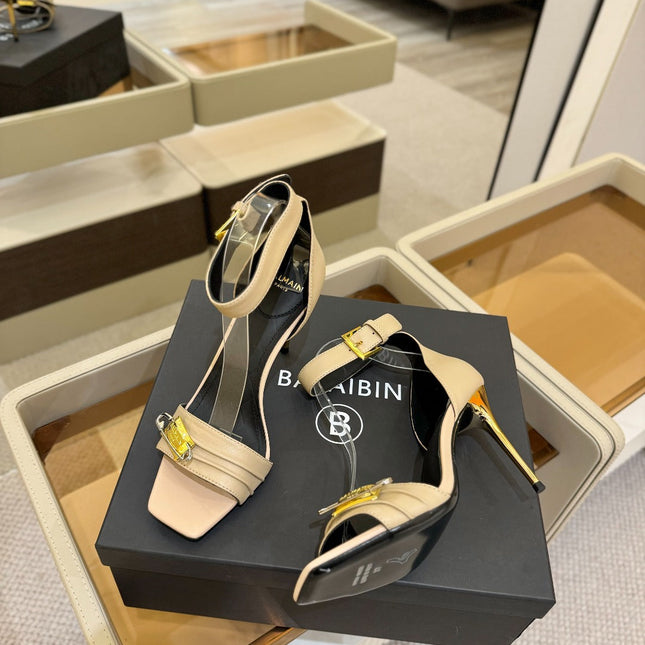 BALMAIN 25S HIGH HEELS 95MM IN BEIGE CALFSKIN