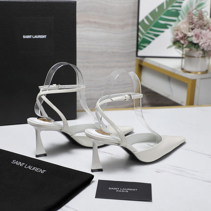 AIMÉE SLINGBACK PUMPS IN WHITE GLOSSY LAMBSKIN