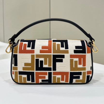 BAGUETTE CANVAS 27 BAG WITH MULTICOLOUR EMBROIDERY GOLD HARDWARE