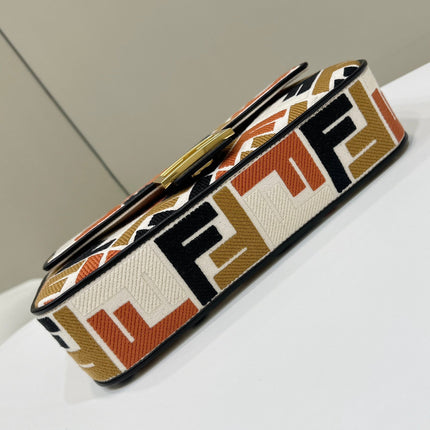 BAGUETTE CANVAS 27 BAG WITH MULTICOLOUR EMBROIDERY GOLD HARDWARE