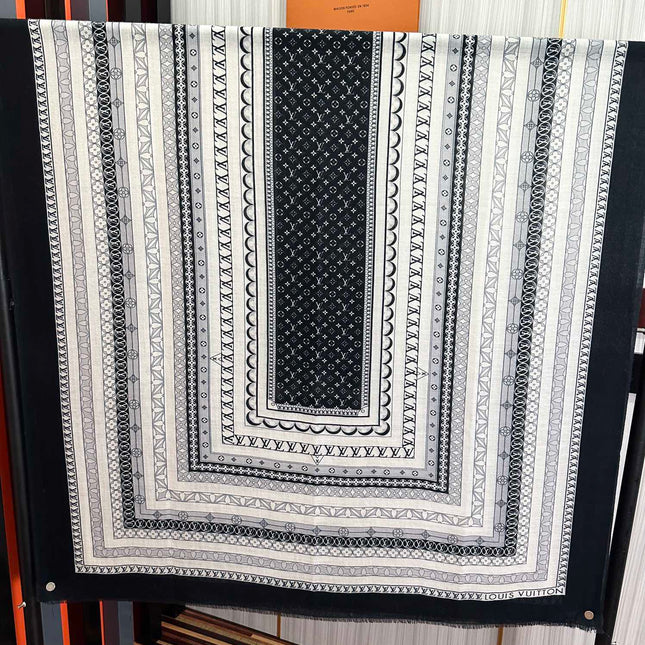 SCARF 200 CM IN BLACK MIX WHITE CASHMERE 394889