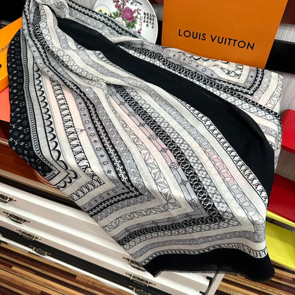 SCARF 200 CM IN BLACK MIX WHITE CASHMERE 394889