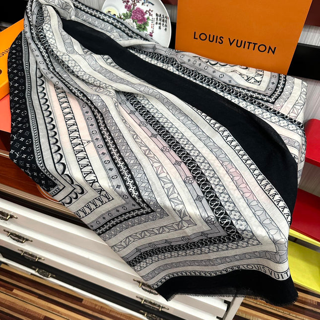 SCARF 200 CM IN BLACK MIX WHITE CASHMERE 394889
