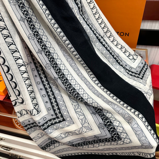 SCARF 200 CM IN BLACK MIX WHITE CASHMERE 394889